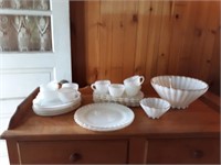 White glass sandwich plates and more.  Some