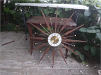 31" Elgin sunburst wall clock & side table - as