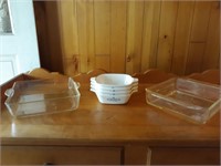 Fireking and pyrex 8 in casserole dishes and 4