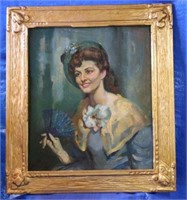Framed Oil on Canvas Portrait of Maureen O'Hara
