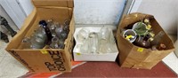 Lot of 3 Box Lots of Old Bottles, Glass Jars,