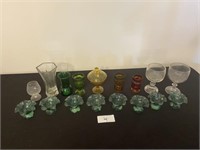 Assorted Colored and Clear Glassware