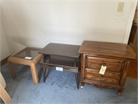 Night Stand, 2 Glass Top Tables, Small Table