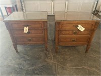 2 End Tables with Glass Tops