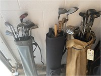 Assorted Golf Clubs and Bags