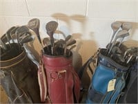 Assorted Golf Clubs and Bags