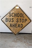 School Bus Stop Ahead Sign