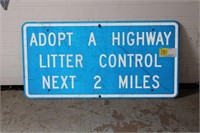 Adopt A Highway Litter Control Sign