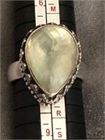 Jewelry: Green Amethyst Sterling Ring LARGE STONE