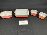 Pyrex Pink Refrigerator Set with lids
