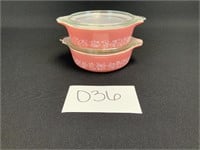 Pyrex Pink Gooseberry Dishes with Lids