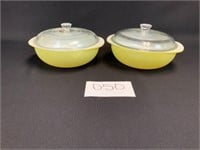 Pyrex Yellow Speckled Bowls with Lids
