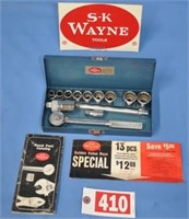 SK Wayne USA 3/8" socket set w/ 3/8"-7/8" sockets
