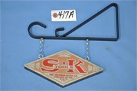 Antique SK dble-sided metal/wood hanging sign