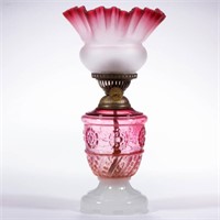UNLISTED BLOWN-MOLDED FLORAL AND SWIRL KEROSENE