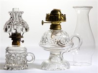 ASSORTED PRESSED GLASS KEROSENE LAMPS, LOT OF