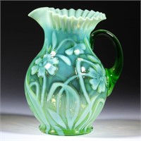 DAFFODIL WATER PITCHER, green opalescent, ball