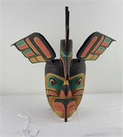MCM Inuit Carved Wood Alaskan Bird Totem Mask