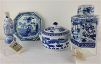 Group Lot Decorative Blue & White China
