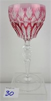 Antique German Rose Cased Crystal Wine Goblet