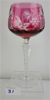 Antique Cased Ruby Red Wine Crystal Goblet