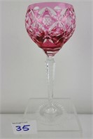 Antique Ruby Red Cased Crystal Wine Goblet