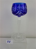 Antique Nachtmann Blue Cased Crystal Goblet