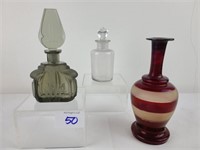 3 Antique Bottles Art Deco Perfume