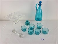 Mid Century Turquoise Blue Glass Ware +