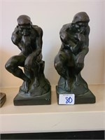 Antique Metal Rodan The Thinker Bookends