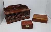 Vintage Gentlemens Box & 2 Jewelry Boxes-E