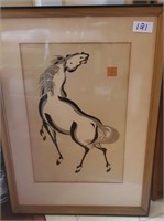 Vintage Japanese Horse Silkscreen