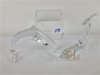 Pair of Vintage Baccarat Crystal Dolphins