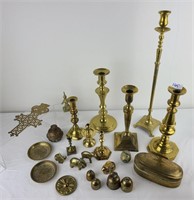 Large Vintage Brass Candlestick LOT