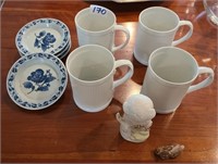 Vintage White Coffee Mugs & Cybis Owl