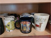 Shelf LOT of Coffee MUGS including Ukrops