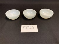 3 FireKing White Small Bowls