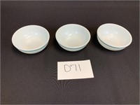 Pyrex 3 Small White and Blue Bowls