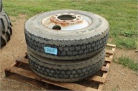 (2) 22.5 Tires Steel on Rims #