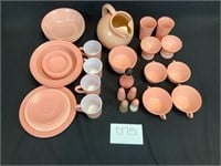 34 pieces Unmarked Pink Glass Ware