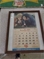 1971 RC COLA DEC CALENDER