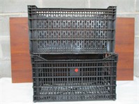 2 Black Stackable Crates / Totes