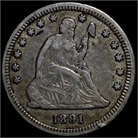 1891-S Seated Liberty Quarter LIGHTLY CIRCULATED