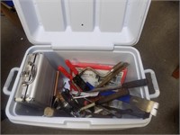cooler with tools pry bar , wrenches