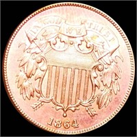 1864 Two Cent Piece UNC RED SMALL MOTTO