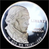 1993-S James Madison Silver Dollar GEM PROOF