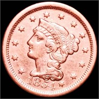 1854 Braided Hair Large Cent ABOUT UNCIRCULATED