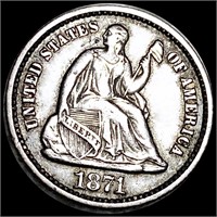 1871 Seated Liberty Half Dime CLOSELY UNC