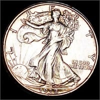 1938-D Walking Half Dollar ABOUT UNCIRCULATED