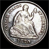 1870 Seated Liberty Half Dime NEARLY UNCIRCULATED